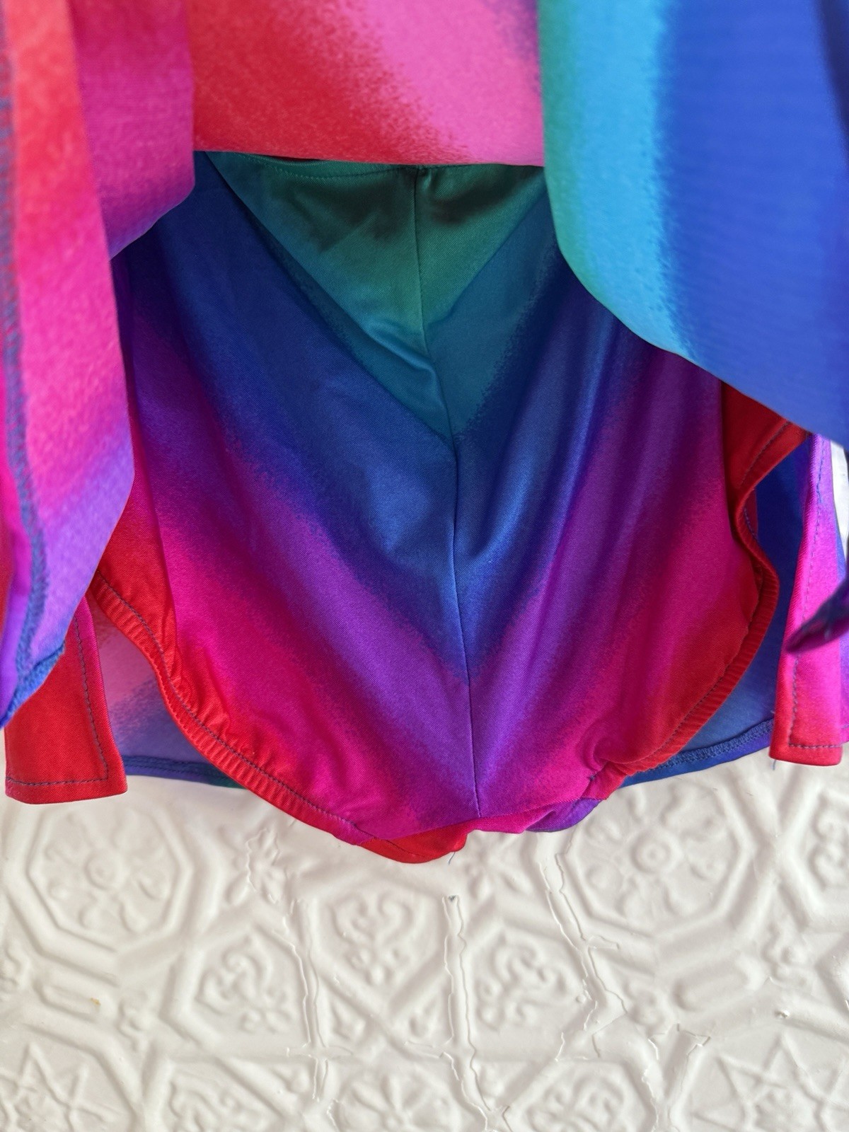 vintage 1980s NWT Jantzen bathing suit rainbow boho size 14 2 piece summer