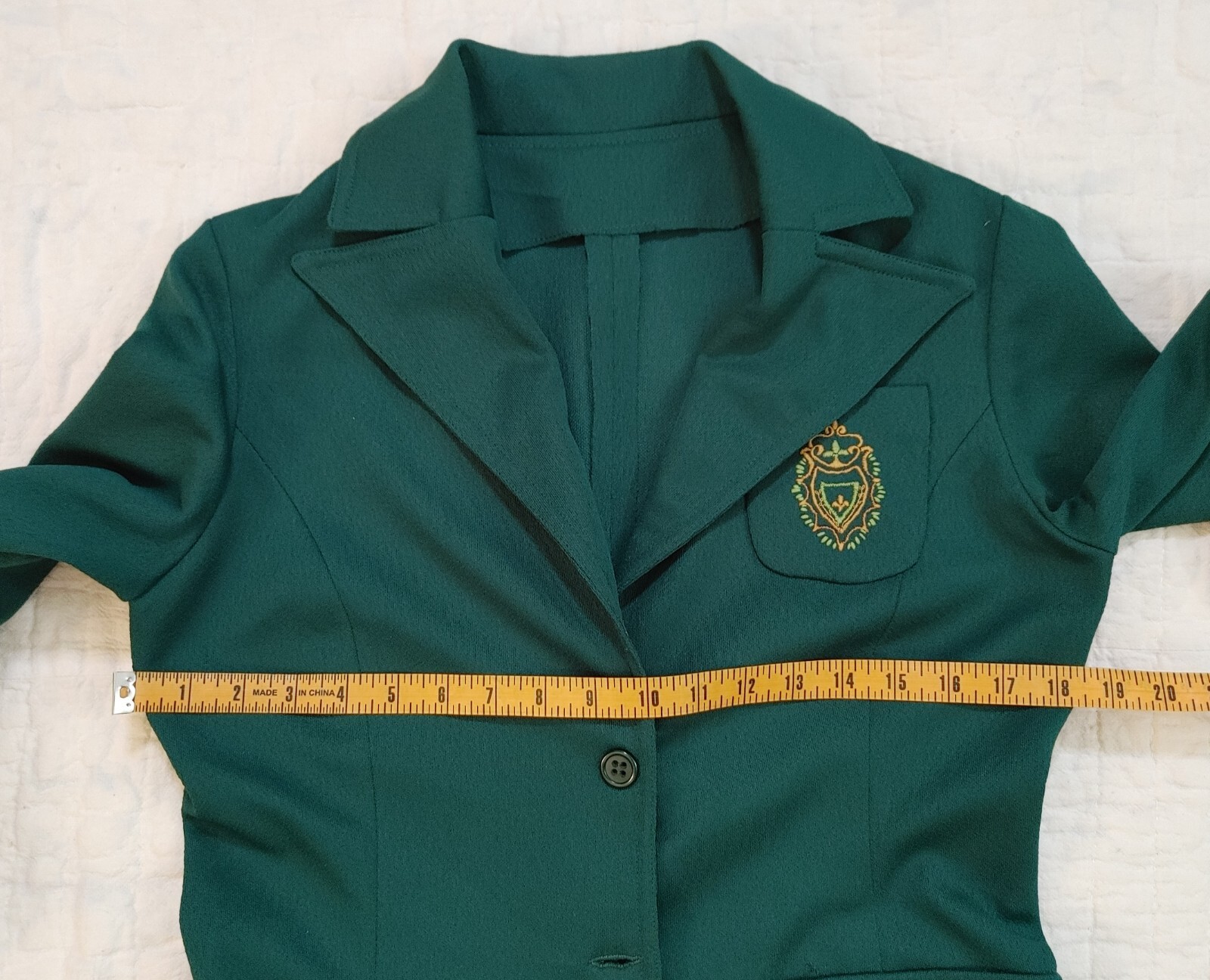 Vintage 80s Green Polyester Blazer Jacket Homemade Womens S/M Grannycore