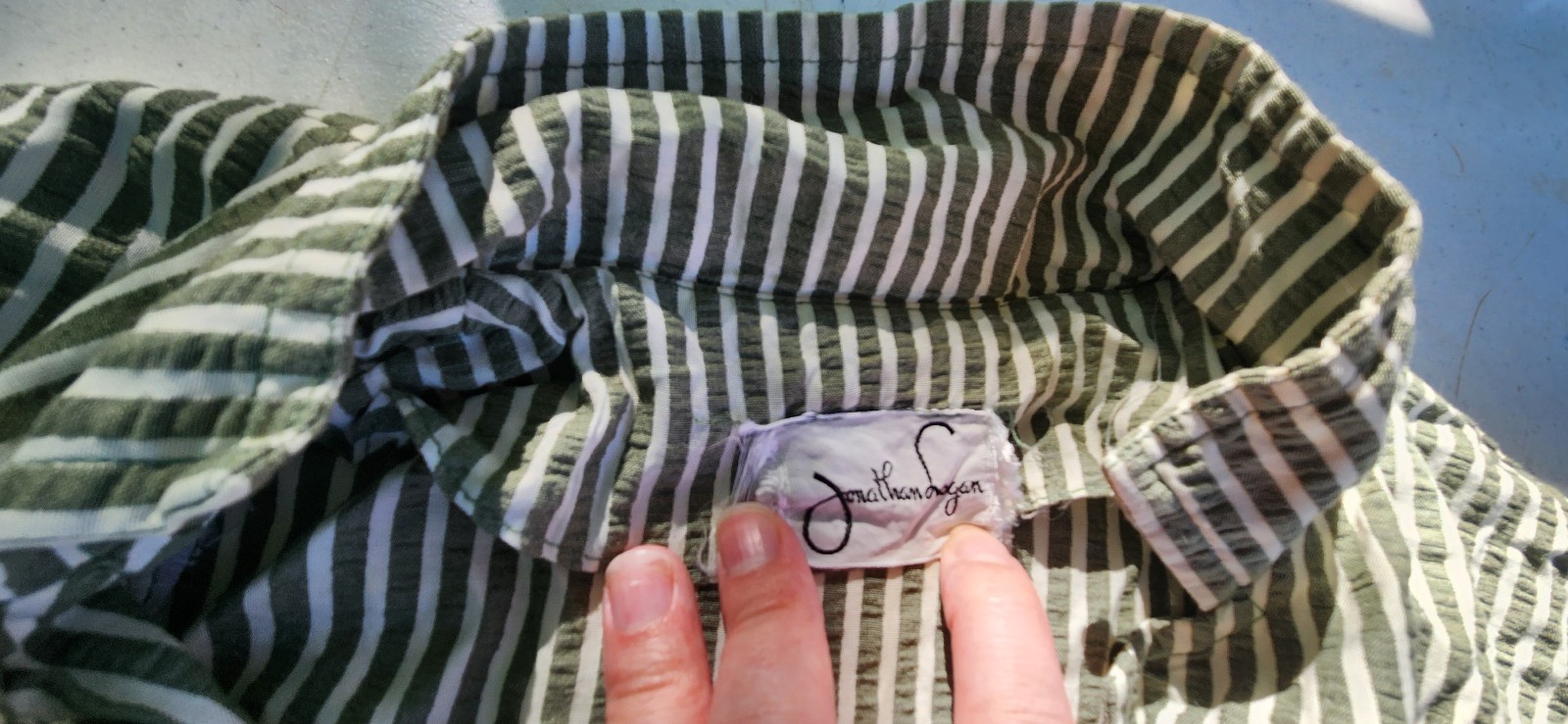 vintage striped green cropped button up with collar