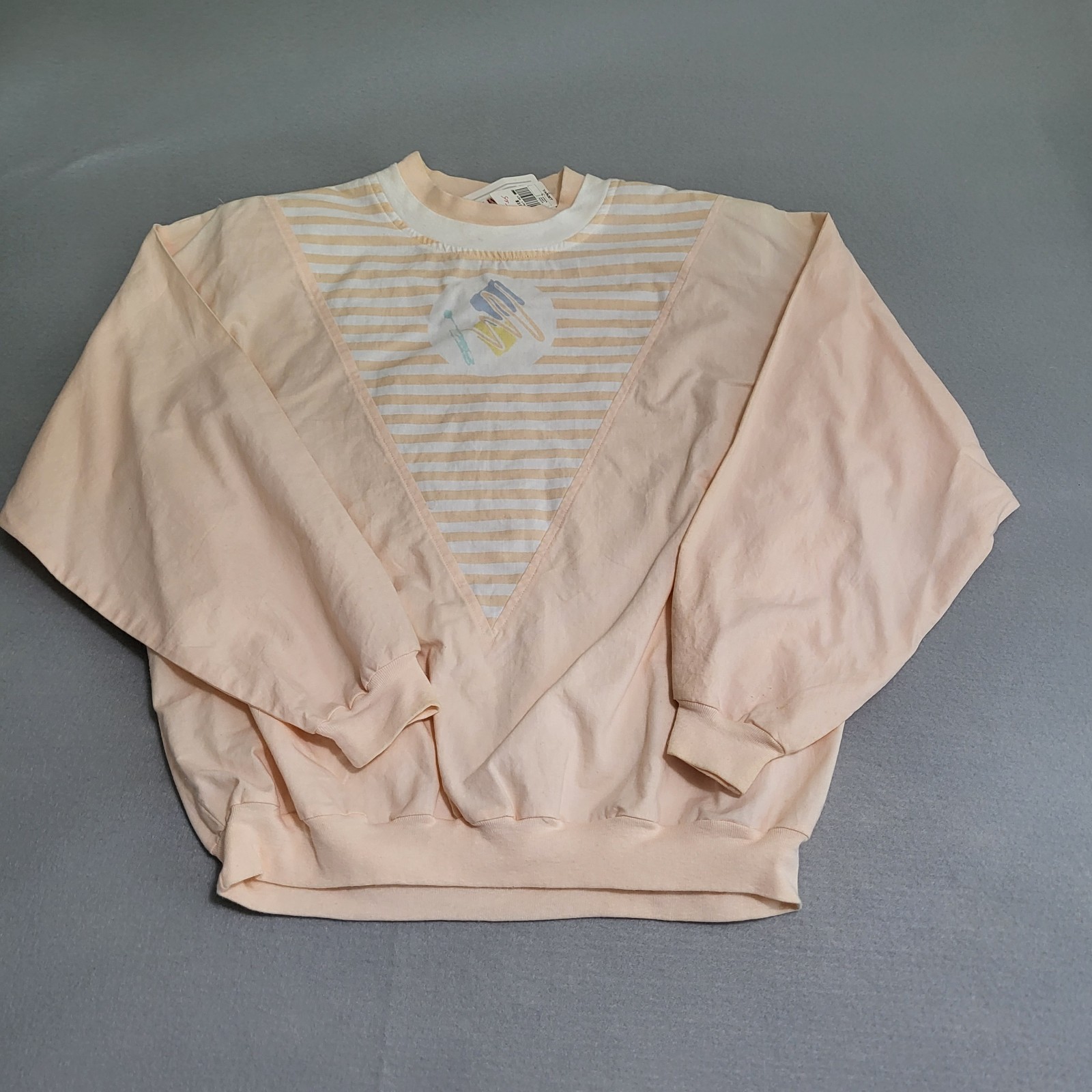 VTG Long Sleeve Colorblock Geometric Mock Turtleneck Shirt Women&rsquo;s Size L NOS