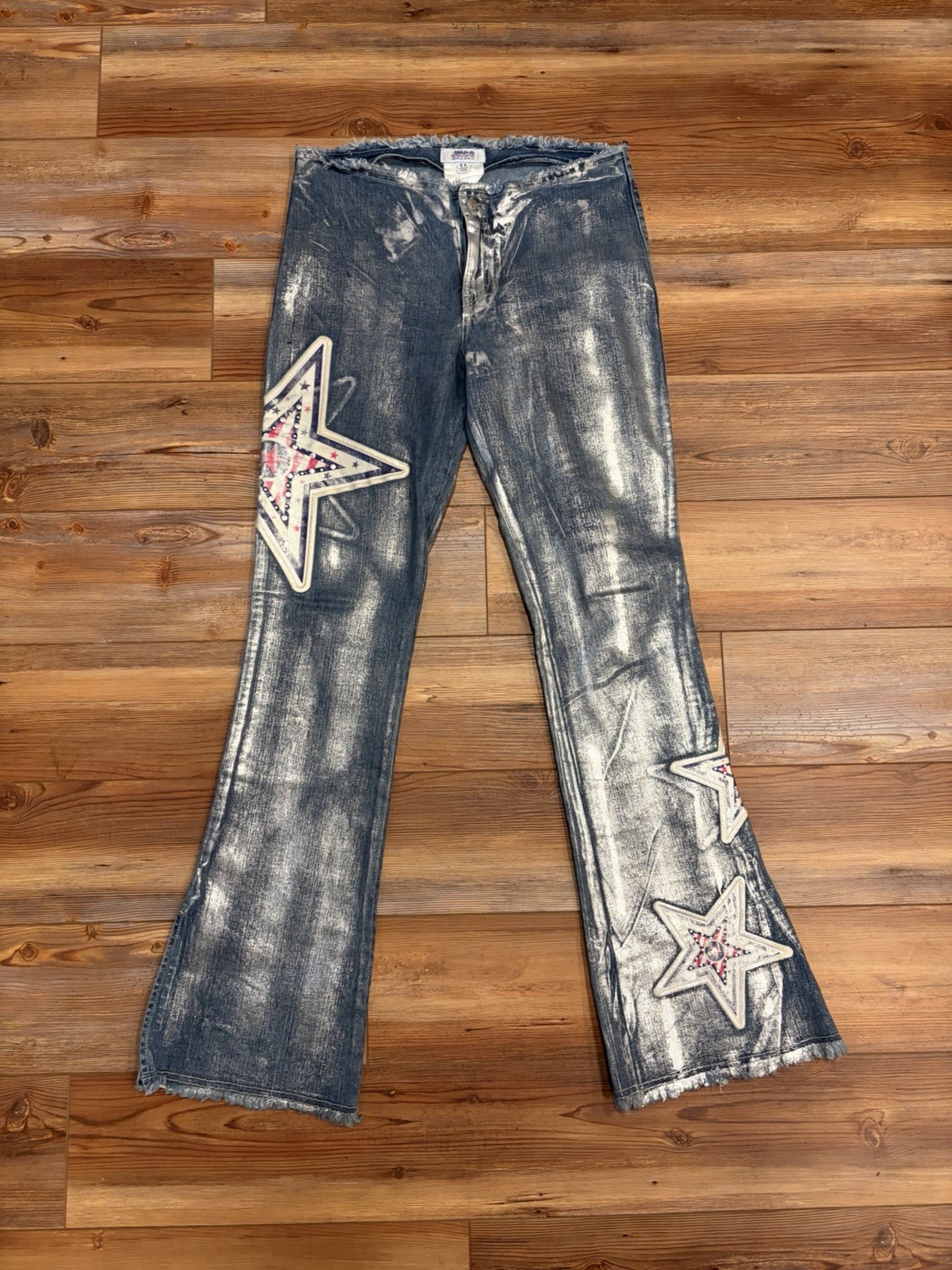 Vintage 90s JNCO Star Flare Boot Cut Jeans Women&rsquo;s Size 11 USA Grunge Disco Emo