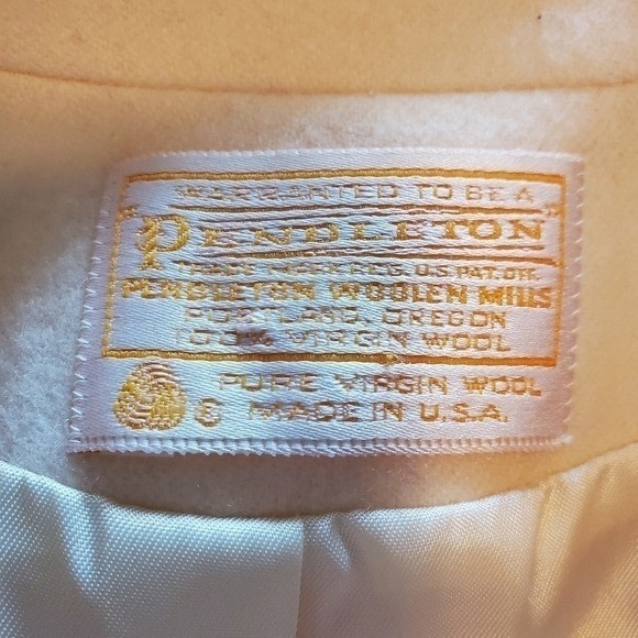 Vintage 90s Pendleton Cream Virgin Wool Skirt Suit Set Blazer Pencil Skirt Sz 12