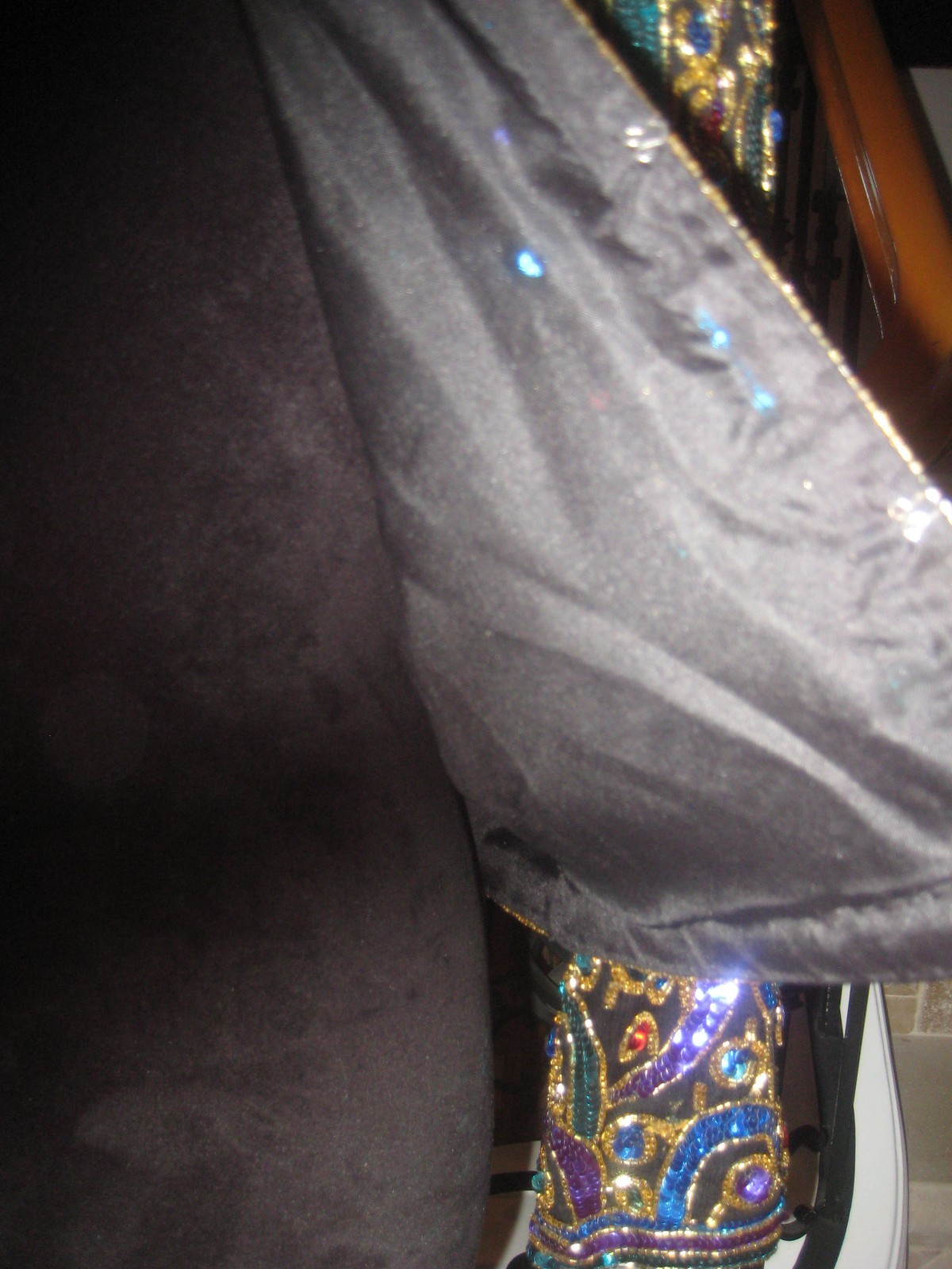Vintage Scala black silk sequins beads multicolor cropped evening jacket S