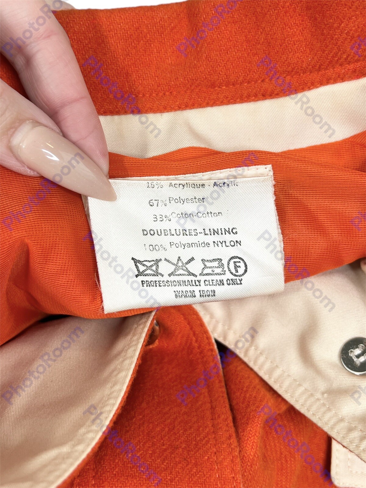 COURREGES Paris Hyperbole Vintage 1970’s Orange Wool Jacket Collared Outerwear