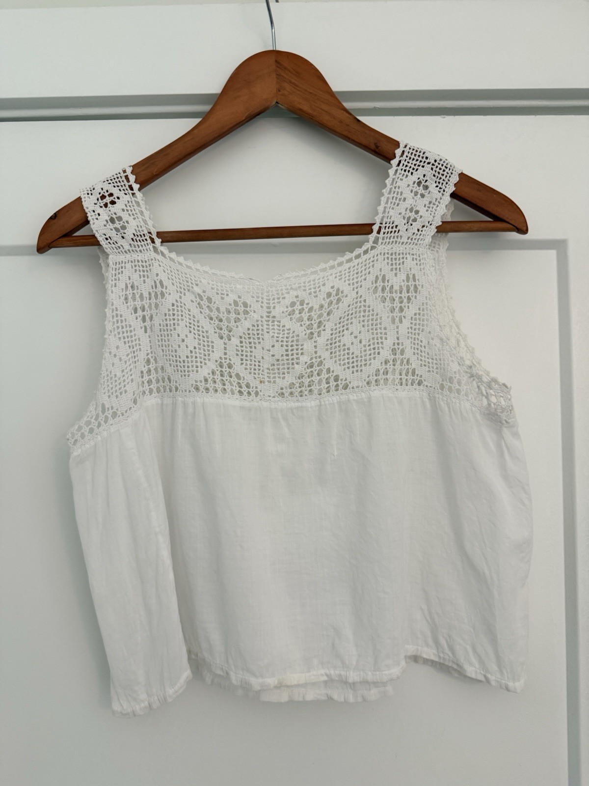 Vintage Antique Edwardian Cotton Crochet Boxy Tank Top Western Prairie 1900s