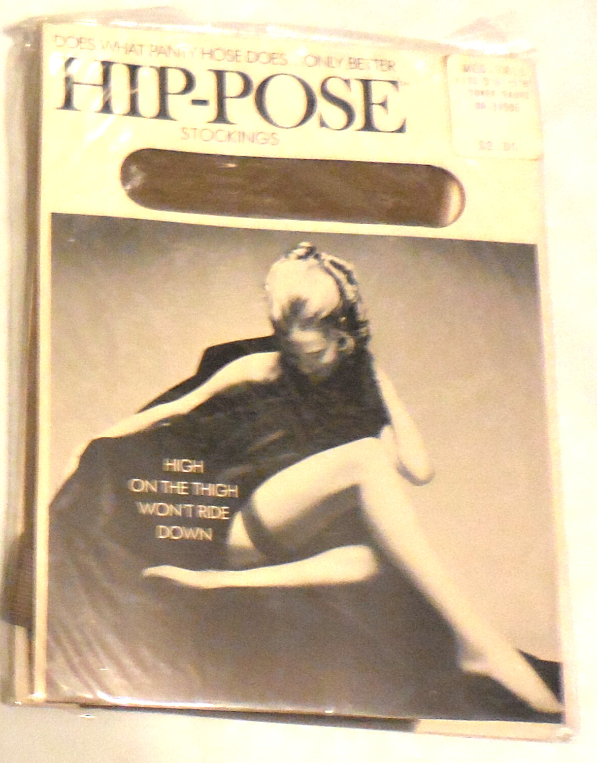 1 ad Mojud Hip-Pose Stockings High On The Thigh Medium Tall Tower Taupe VTG