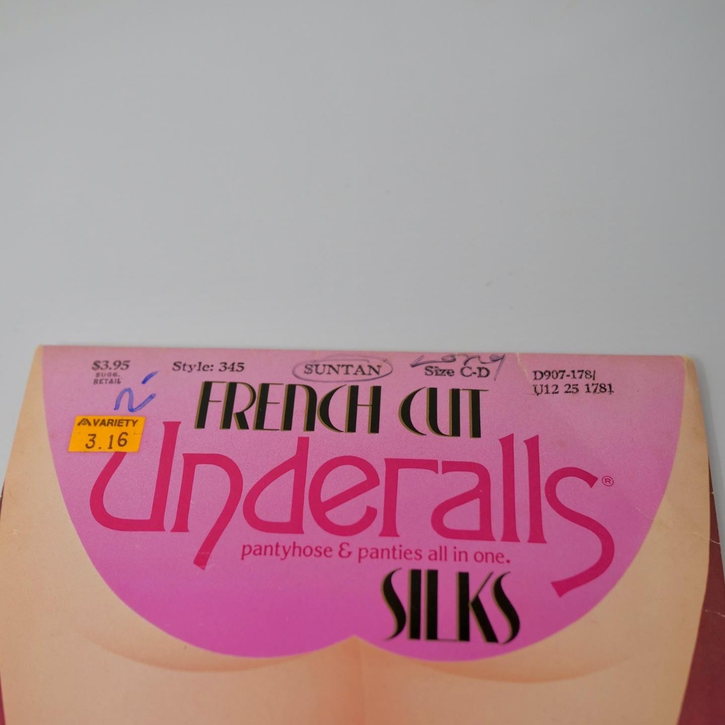 Vtg French Cut Underalls Silks Pantyhose Panties Suntan Size C-D Sandalfoot NIP
