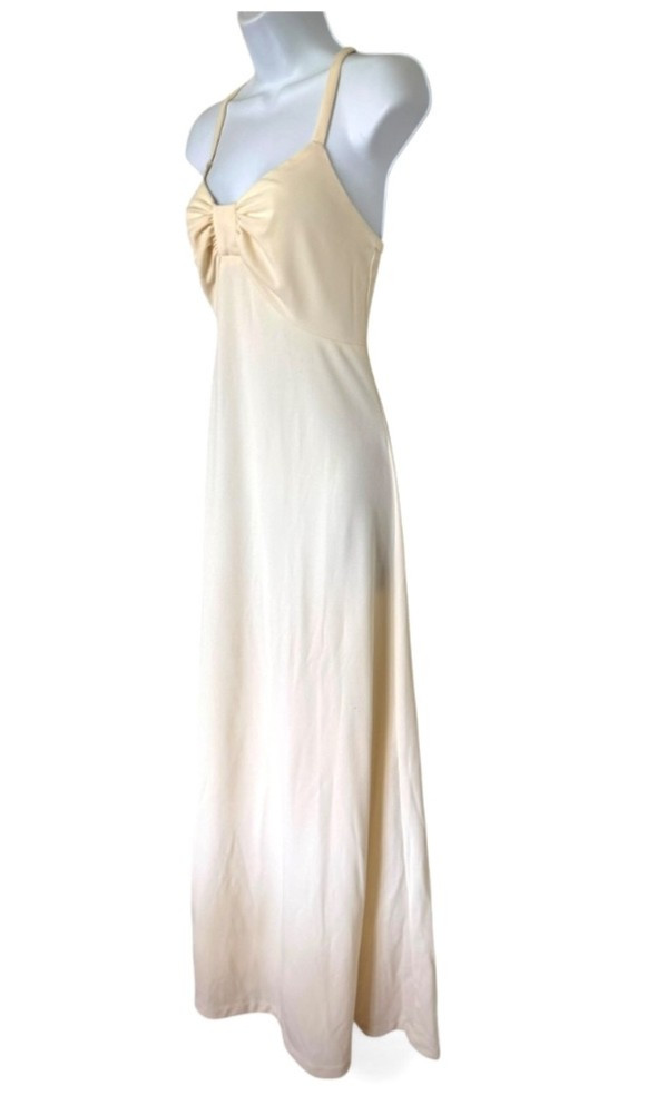 Vtg 70s Disco Prom Maxi Dress XS Party Sleeveless Stretch Zip Montgomery Ward
