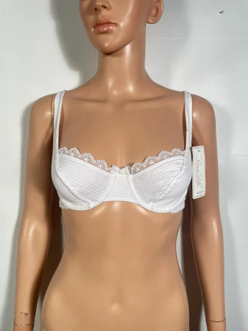 Vintage 1990s Deadstock Cotton Underwire Bra Size 34A XS
