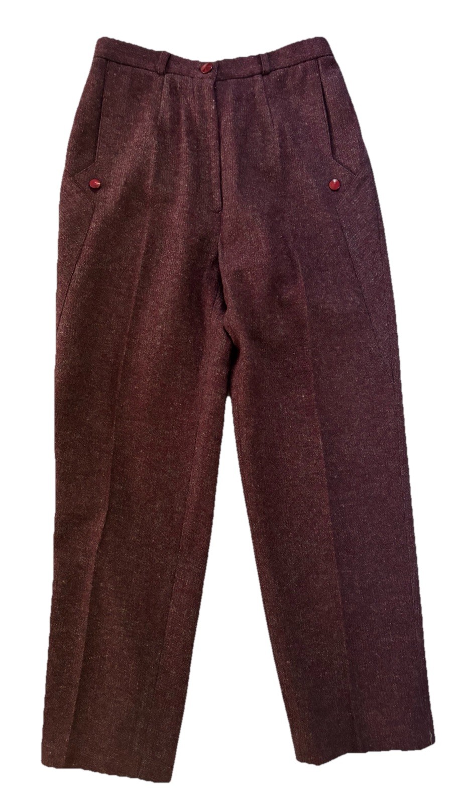 VTG 80s ANETA Lady-Mode Purple Wool Power Suit Blazer Pants L 38 EUC
