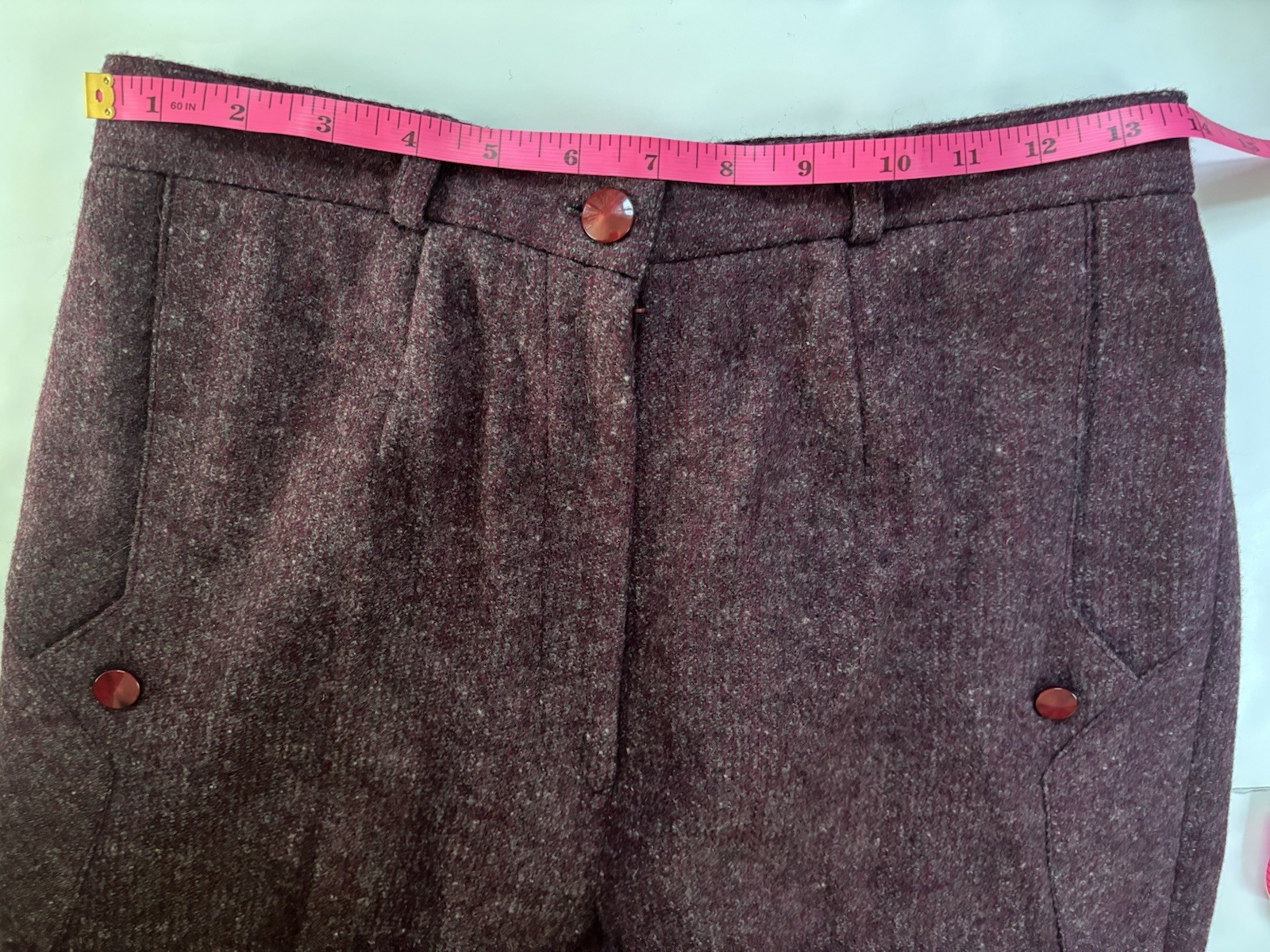 VTG 80s ANETA Lady-Mode Purple Wool Power Suit Blazer Pants L 38 EUC