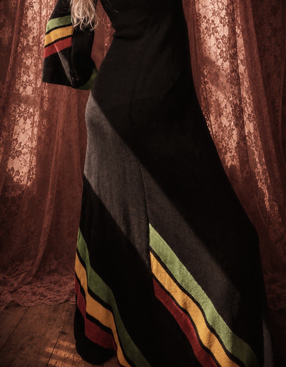 1960s Handmade Worsted Soft Wool Rastafarian Goth Gown
