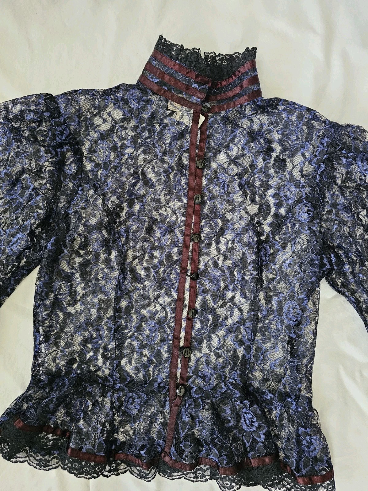 Gunne Sax Gunnies Jessica Mcclintock Victorian Sheer Lace Jacket Top XS/S