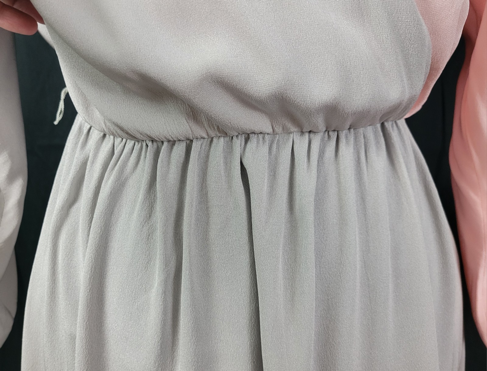 Vintage David Warren Peachy Pink & Grey Blouson Dress w Layered Top Size 10