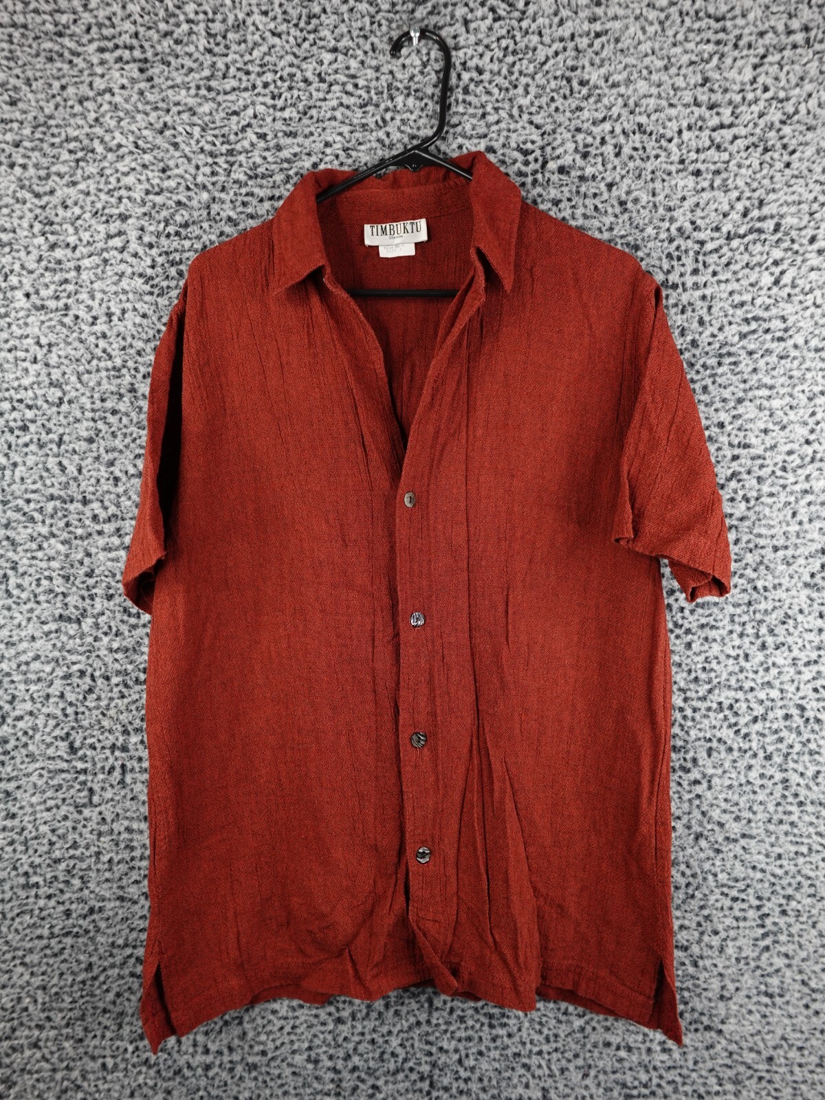 Vintage Timbuktu Station Rust Textured Short Sleeve Shirt Size 3 Made in USA