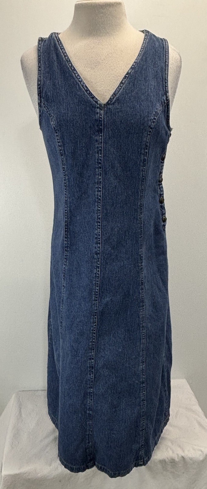 Vtg 90s Bryn Connelly Denim Maxi Jumper Dress School Teacher Cottage Prairie 6p