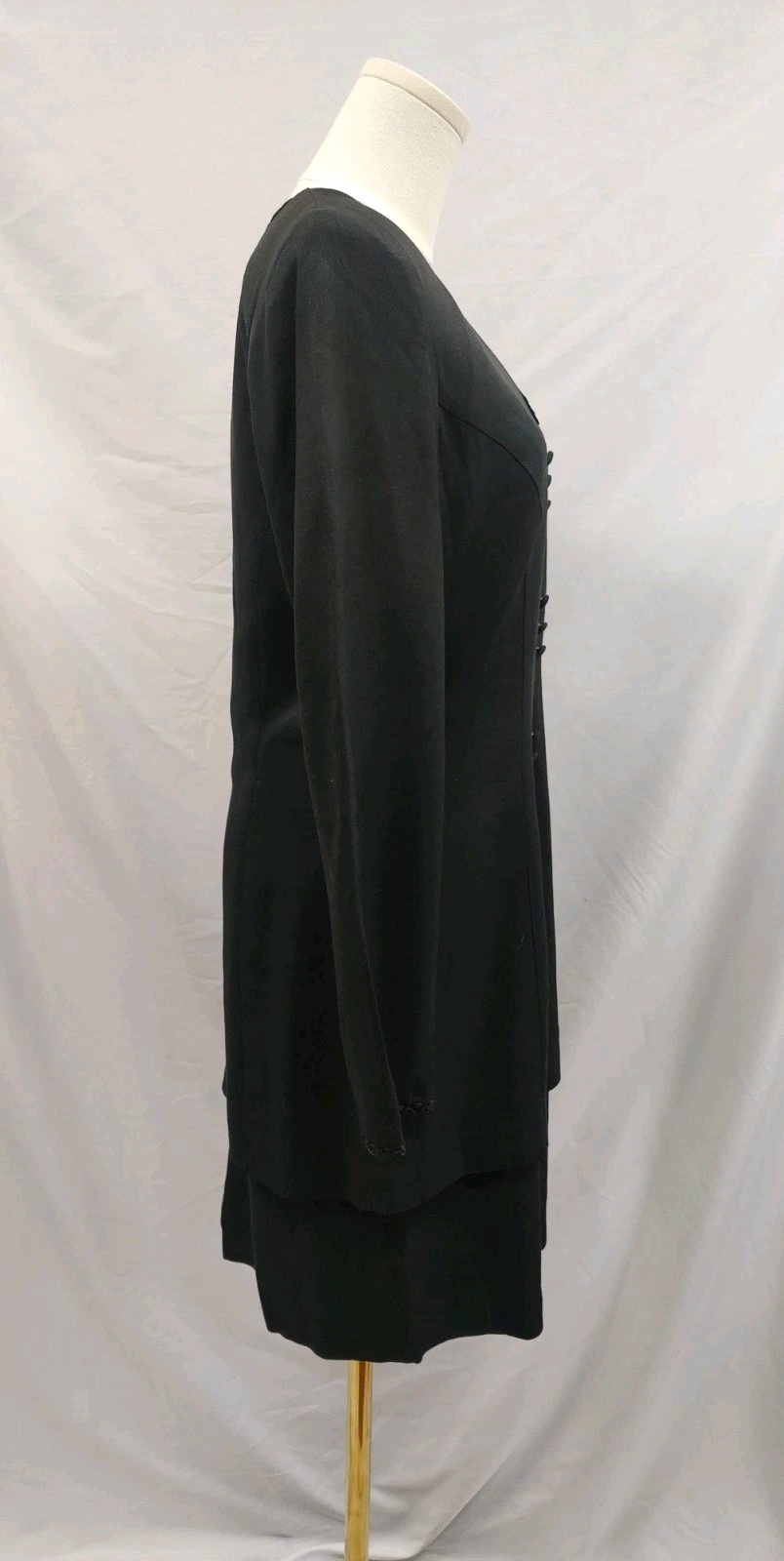 80&rsquo;s Vintage Studio 1 Dress Black Jacket Dress Style Keyhole Neck Braided Trim L