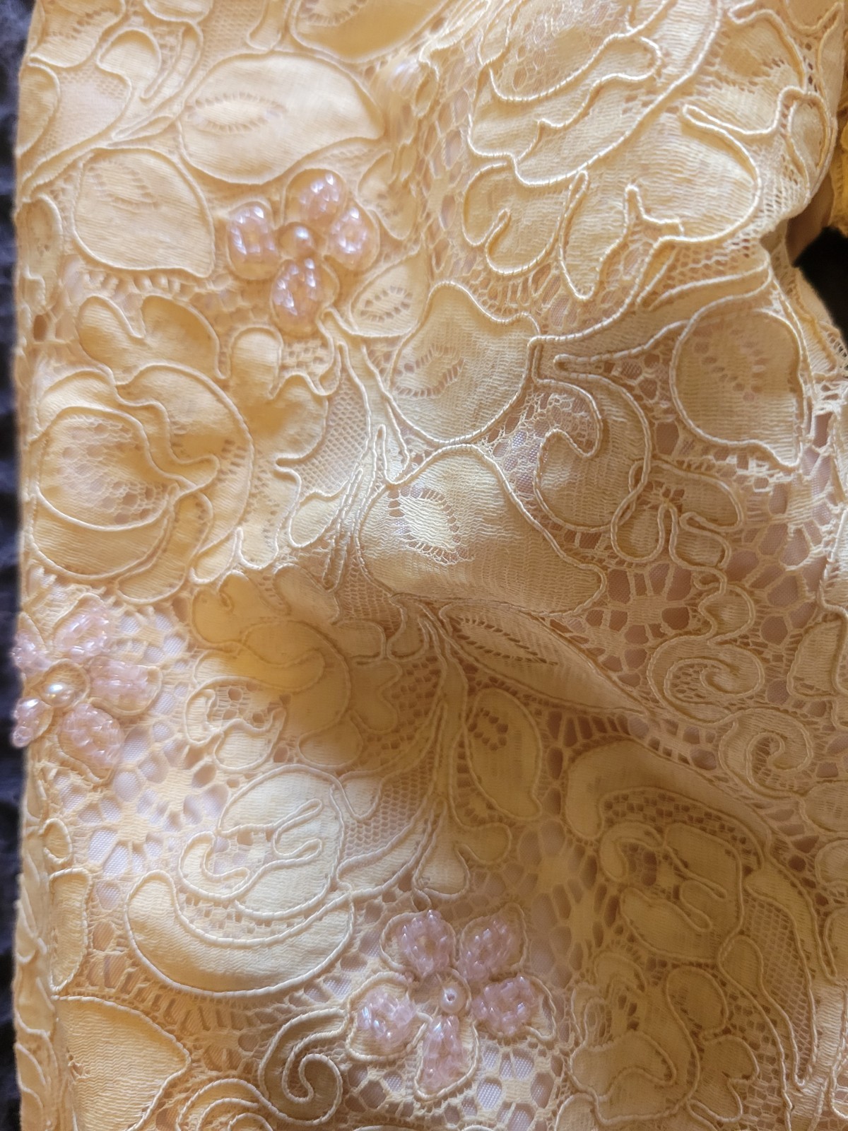 BEAUTIFUL HANDMADE 1920S 1930S NUDE BLUSH BEADED LACE WEDDING DRESS MUST SEE !