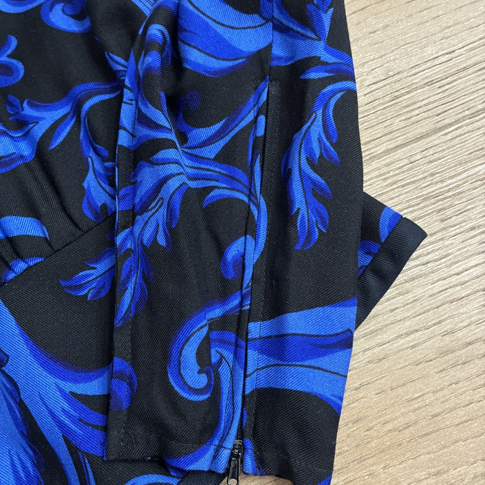 VTG CARLISLE Jacket Silk Wool Blend Women’s Sz 8 Blue Black Lined 80s W/Belt