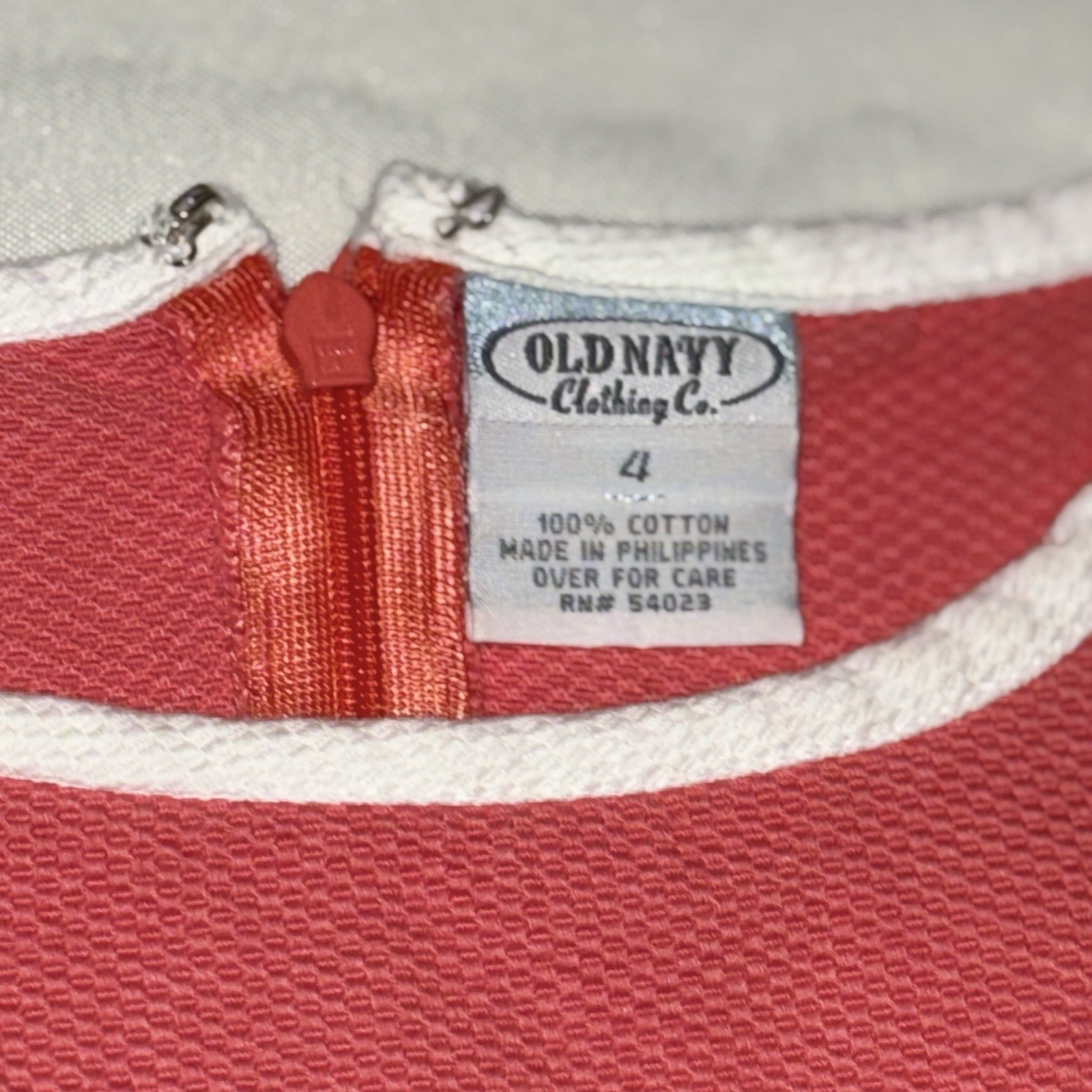 Vintage OLD NAVY Clothing Co Coral Red Tank Dress Eyelet Trim Size 4