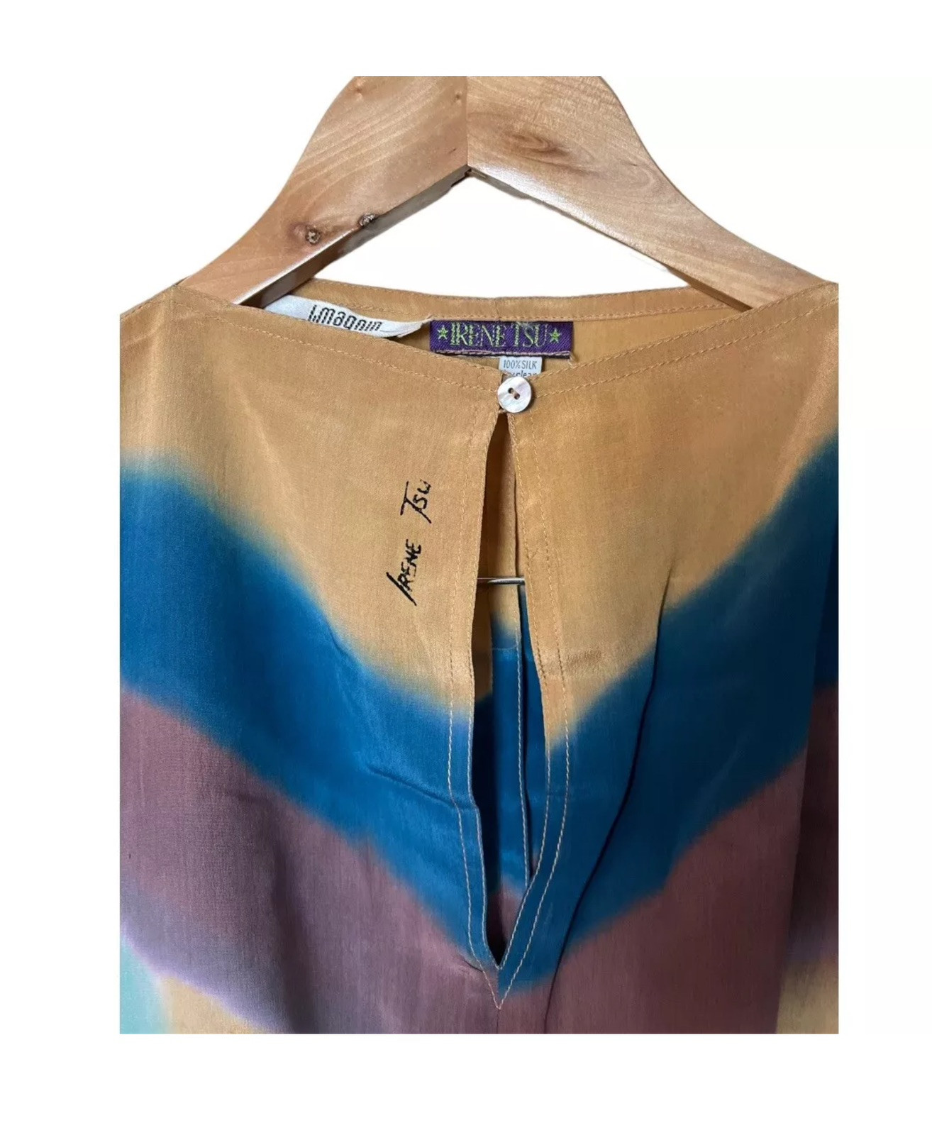 Vintage 80s 90s Irene Tsu Art To Wear Silk Hand Dyed Top S 1533