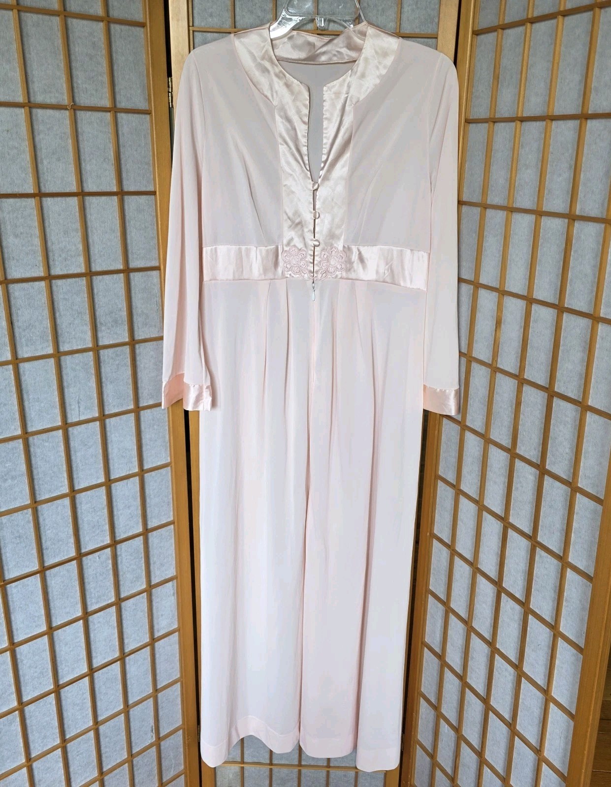 Gossard Artemis Vtg 50-60s Nylon Robe Housecoat Button/Zip Med Pale Pink