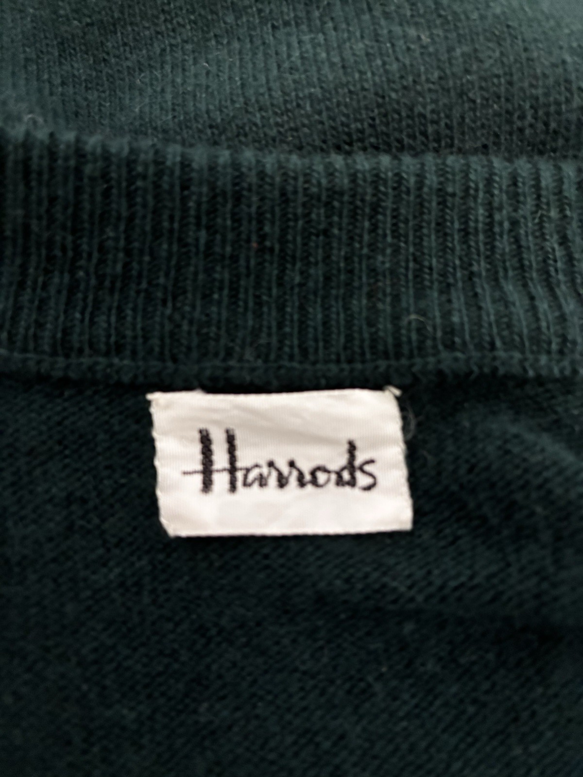 Vintage Harrods Wool Cashmere Blend Cardigan Dk Green S