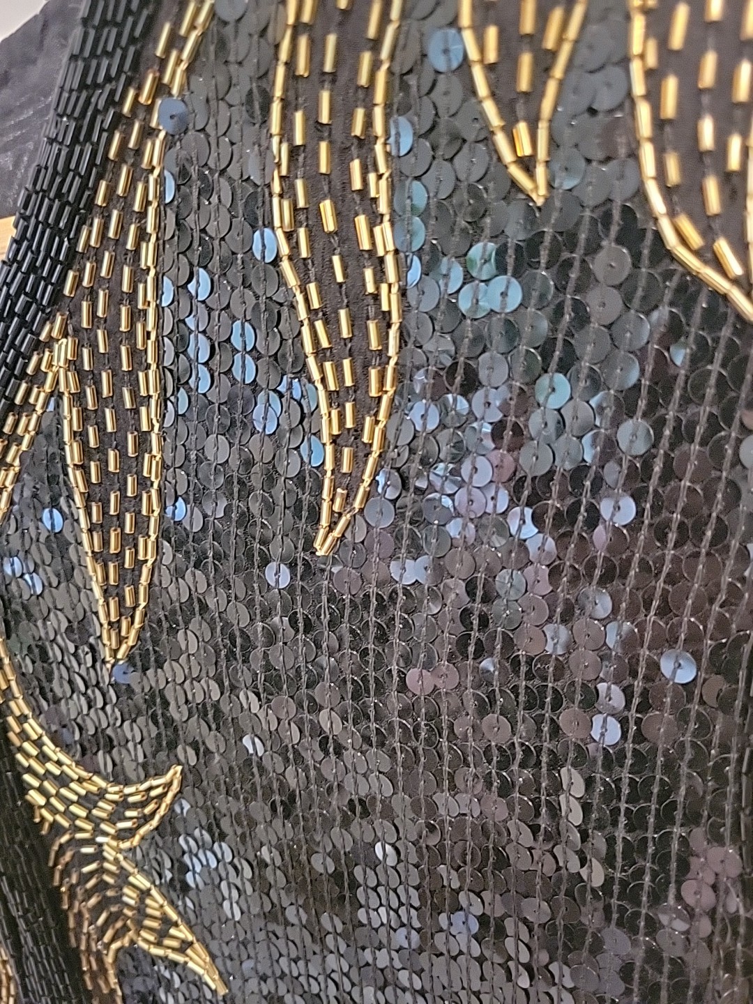 NWT silk VTG Creative Creations Beaded Sequin Deco Glamour Shirt Jacket Gold