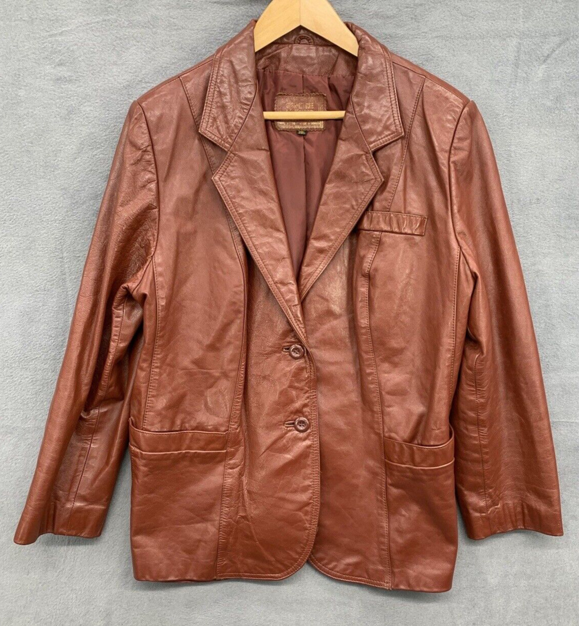 VTG Leather Blazer Women’s Size 20.5 Reddish Brown Lined Hippie 70&rsquo;s Old School
