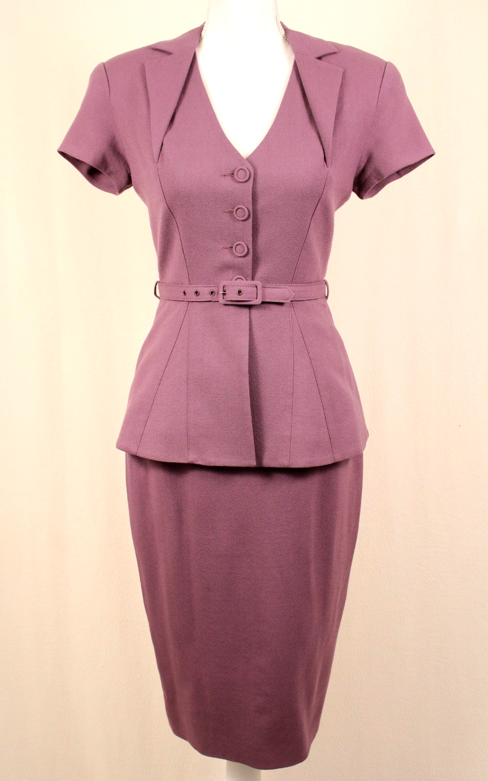VTG Women&rsquo;s 90s 2 Pc Bebe Mauve Top & Skirt Dress Set XS/S 1990s Dress Suit