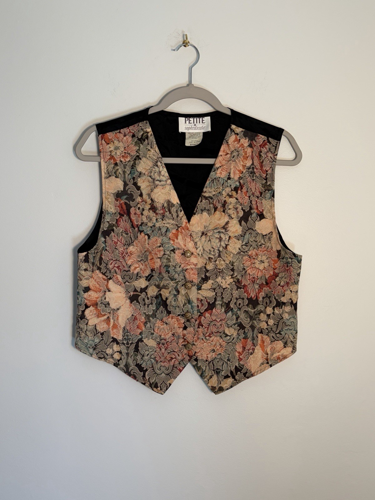 Vintage 90’s Petite Sophisticate Floral Tapestry Vest Womens Small