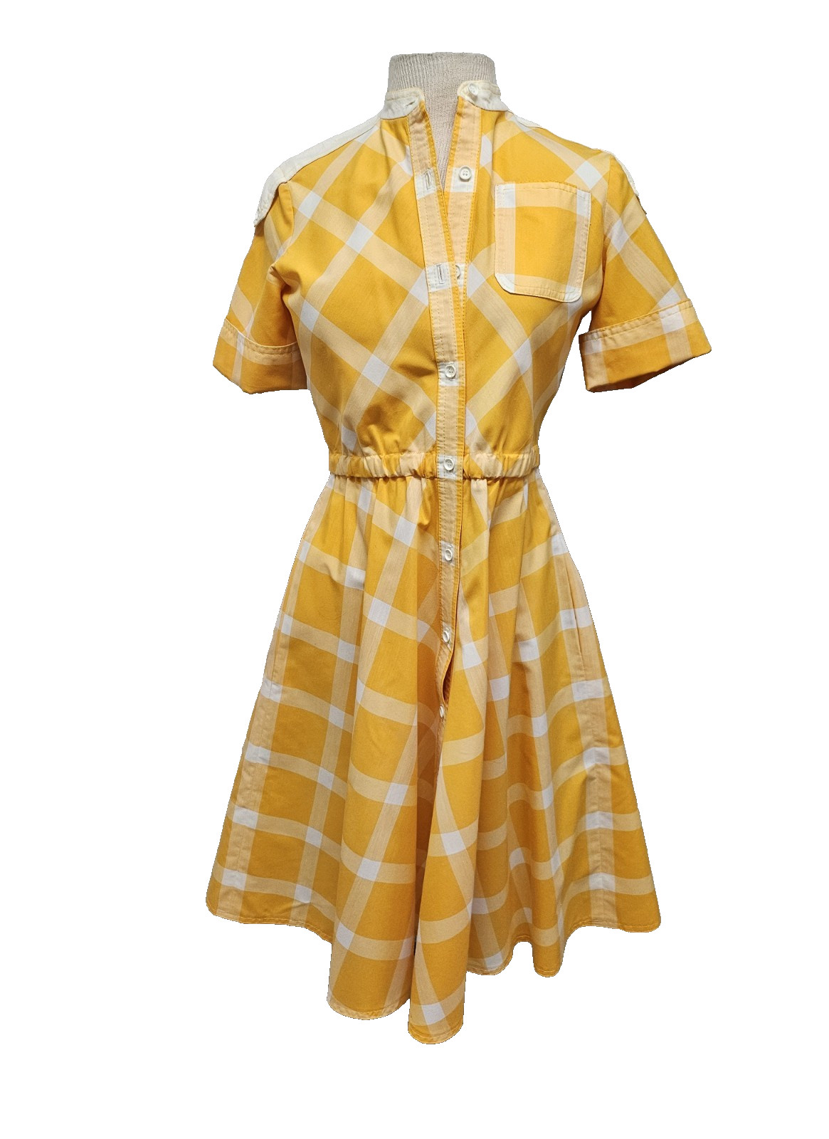 Vintage 1950’s Yellow Gingham Adorable Cotton Tea Dress By Montaldos Size 4