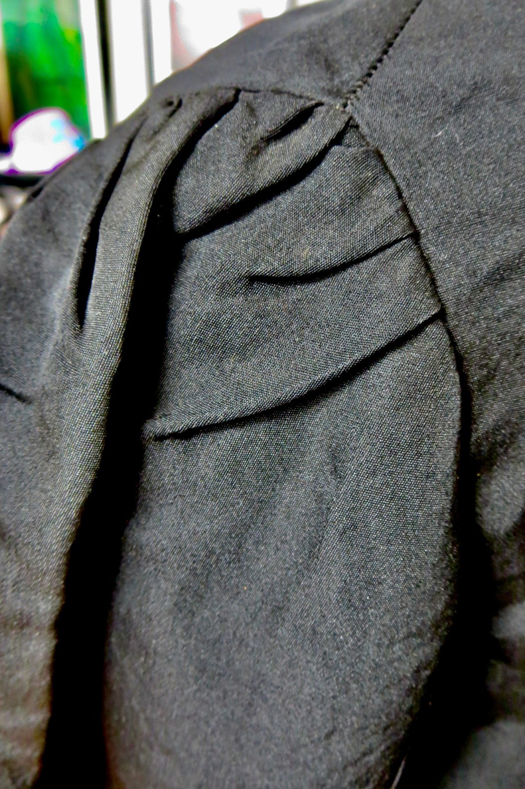 1900 Black Silk Jacket Black Silk Trim & Beaded Embellishment down front AS IS