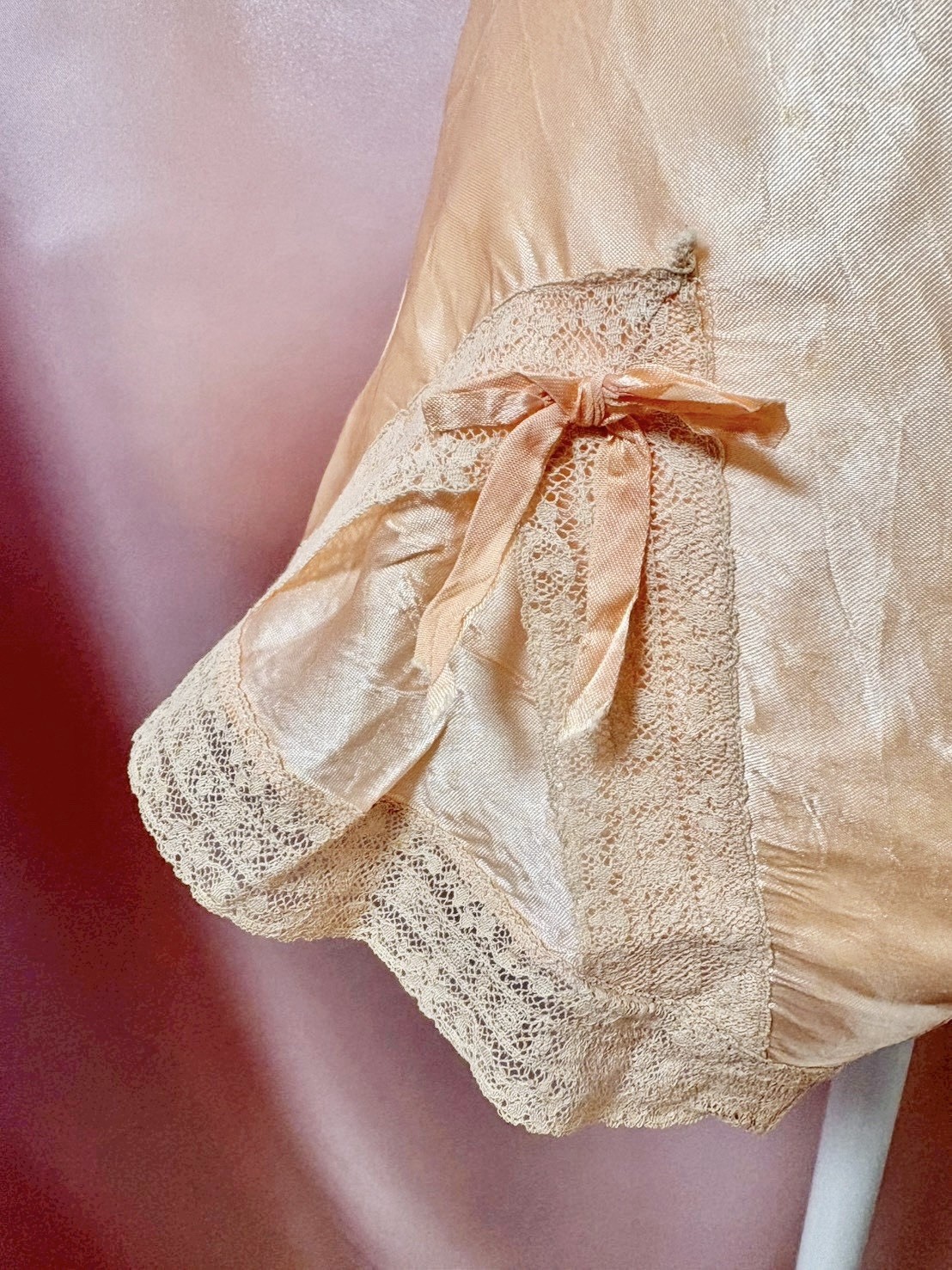 Vintage 1940s 1950s Satin Flare Pants Lace Trim Lingerie Bow USA