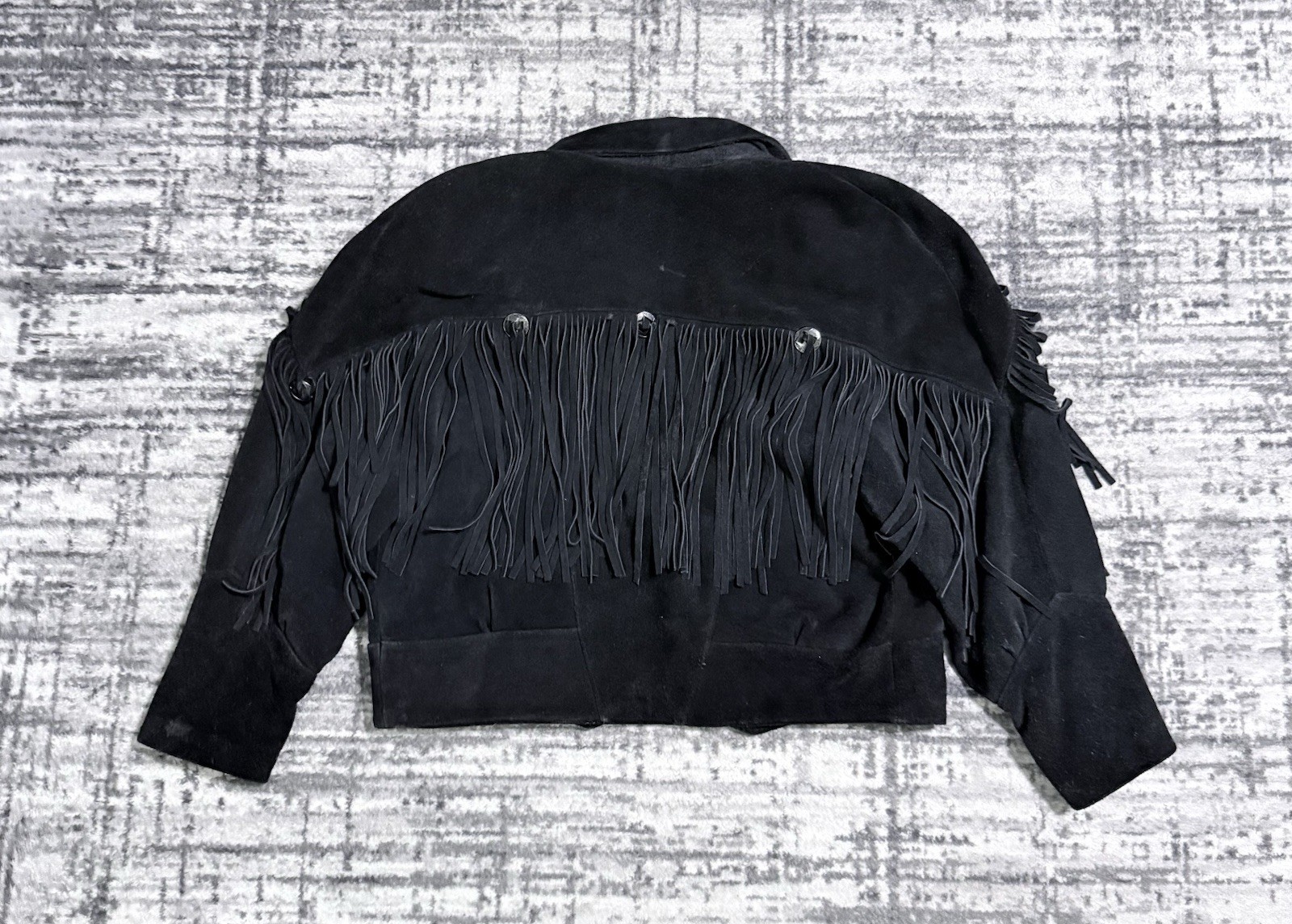 Vintage Yearbook Suede Leather Fringe Jacket Western Cropped Women’s Size M