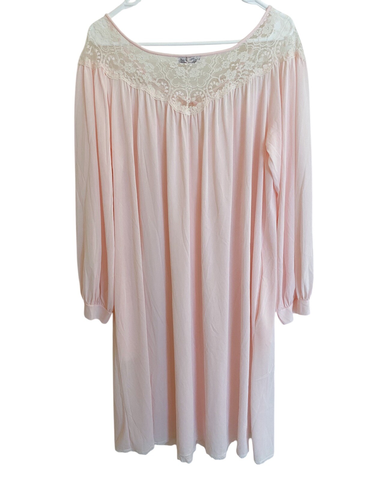 Vintage Miss Elaine Pink Peignoir Nightgown Robe Set Lace Nylon Size Medium EUC!