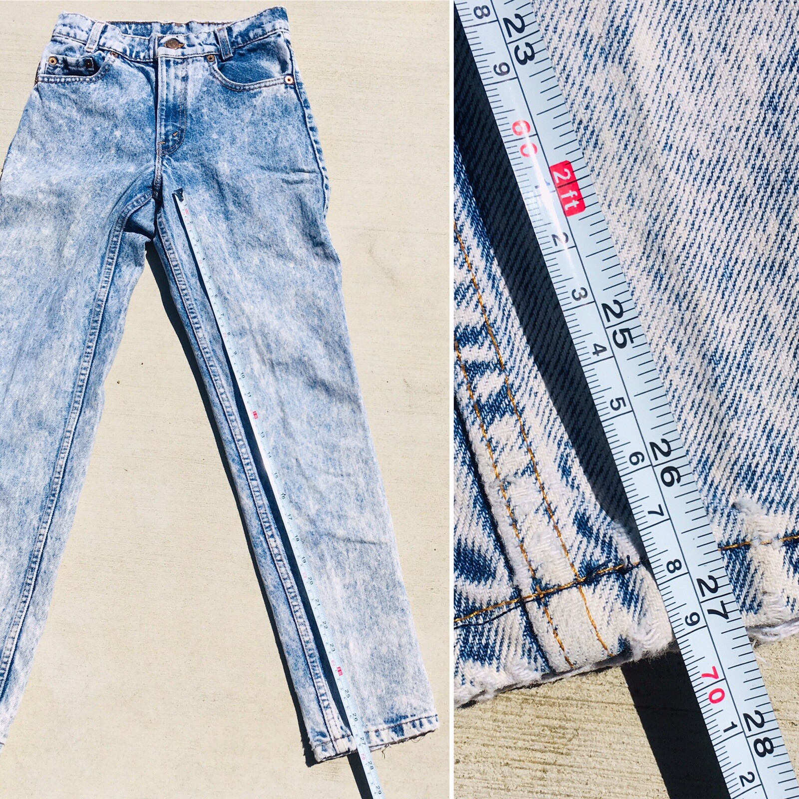 Vintage Levis Acid Wash Jeans 505 High Waist Tapered Leg 25 in Waist 80s 90s