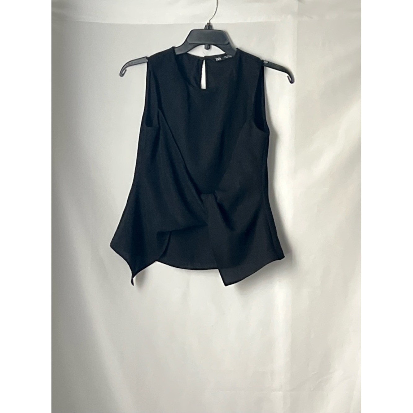 Zara Stylish Black Asymmetrical Sleeveless Camisole, Size S