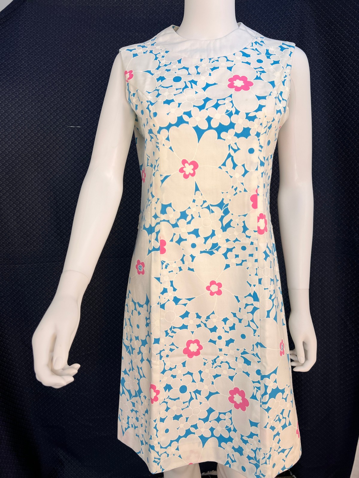 1960s Blue and White Liberty Circle Minidress, S/M