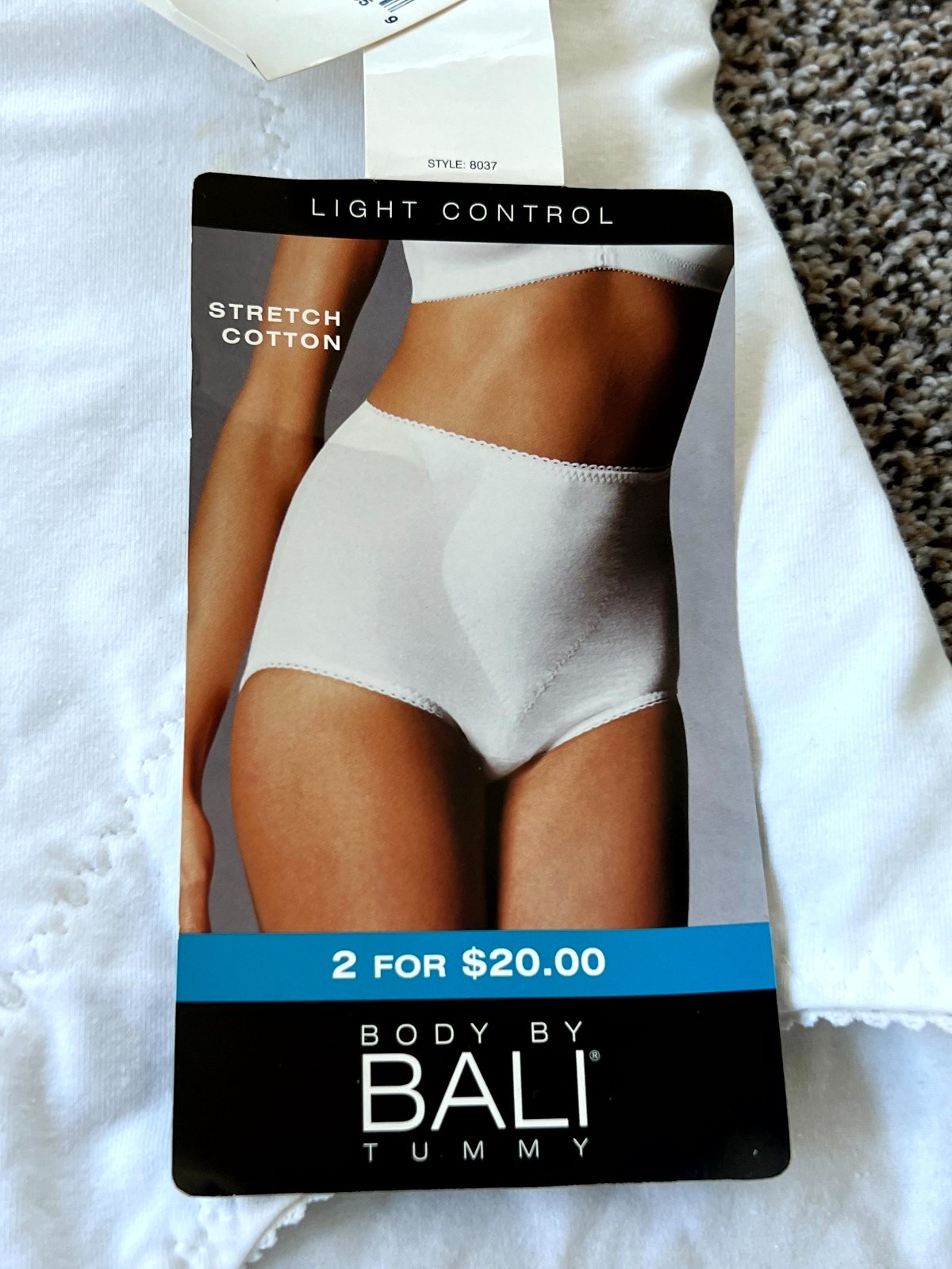 Vintage Bali white Light control stretch cotton brief XL * BNWT *