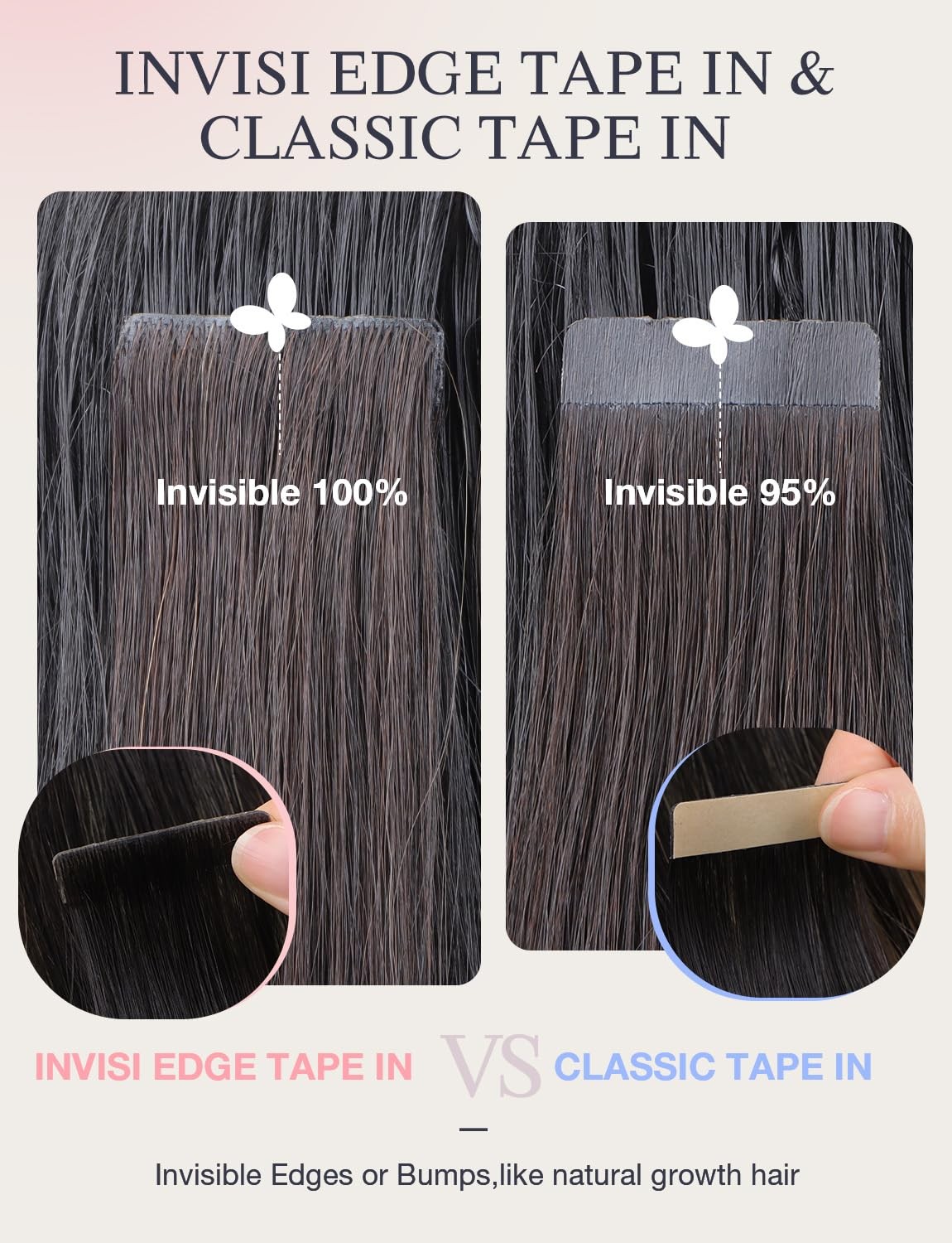 DOORES Invisi Edge Tape in Hair Extensions Light Dark Brown 10 Injection Tapeins