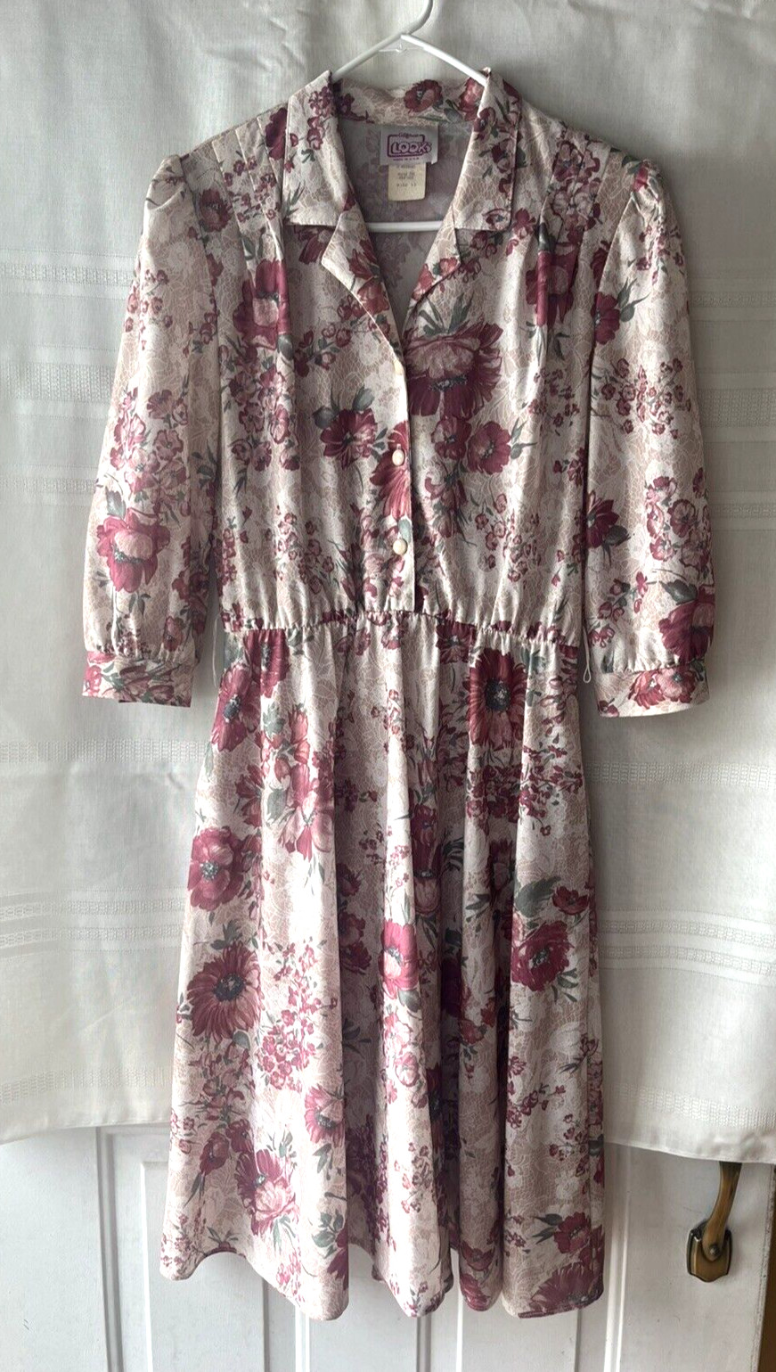 Vintage California Looks Floral Prairie Maxi Dress Puff Sleeve USA