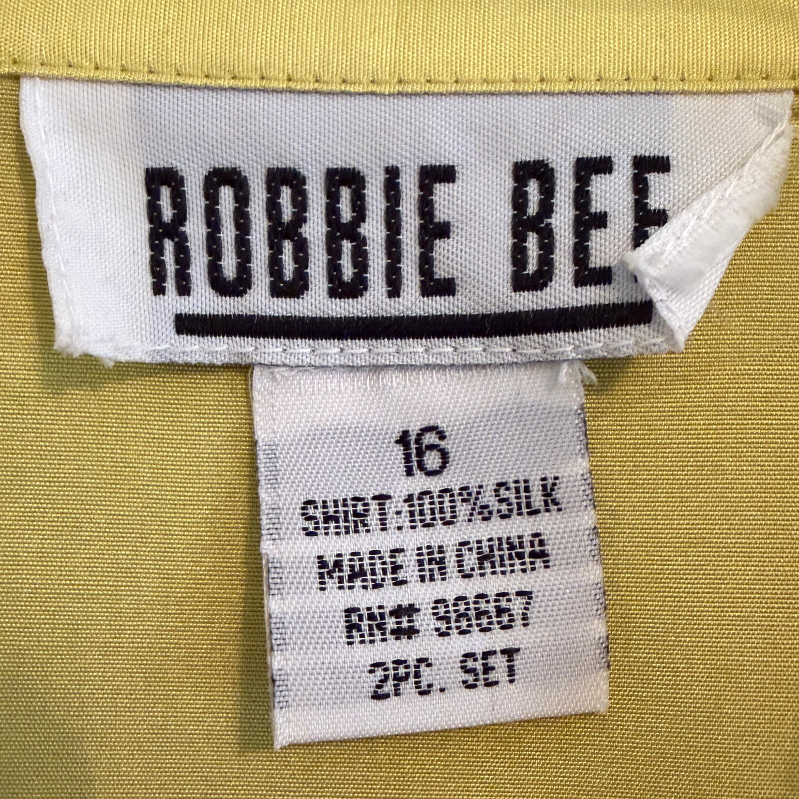 Vtg Robbie Bee Silk Sleeveless Solid Lime Blouse & Floral Pant Both SIZE 16