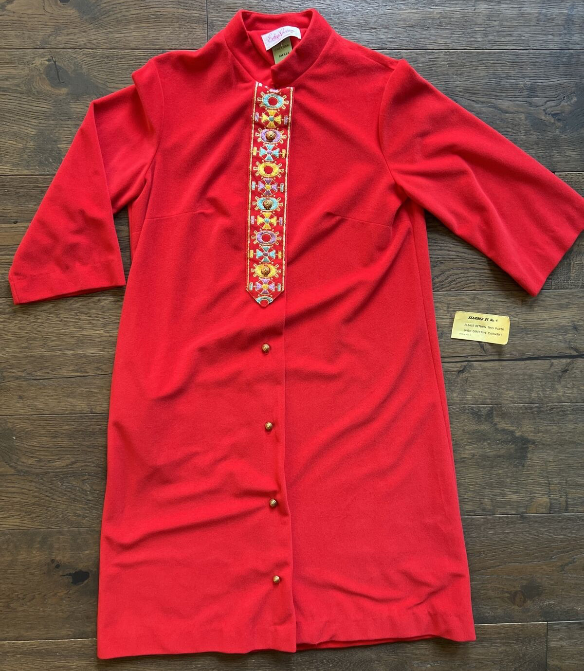 VTG 60&rsquo;s UNION MADE Evelyn Pearson SMALL Felt Robe Velvet Asian Housecoat Dress