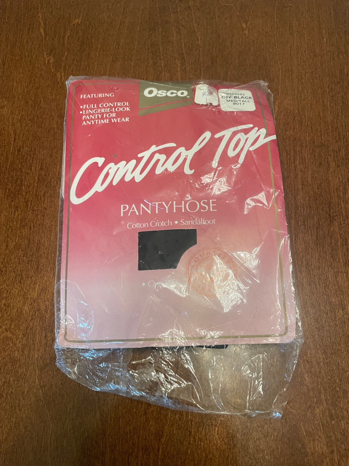 Vintage Osco Control Top off black pantyhose size medium/tall sandlefoot