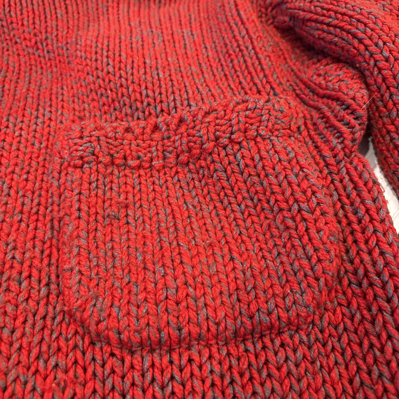 VTG FABE Pullover Sweater Warm Chunky Knit 80&rsquo;s FASHION Red Gray White S / M *