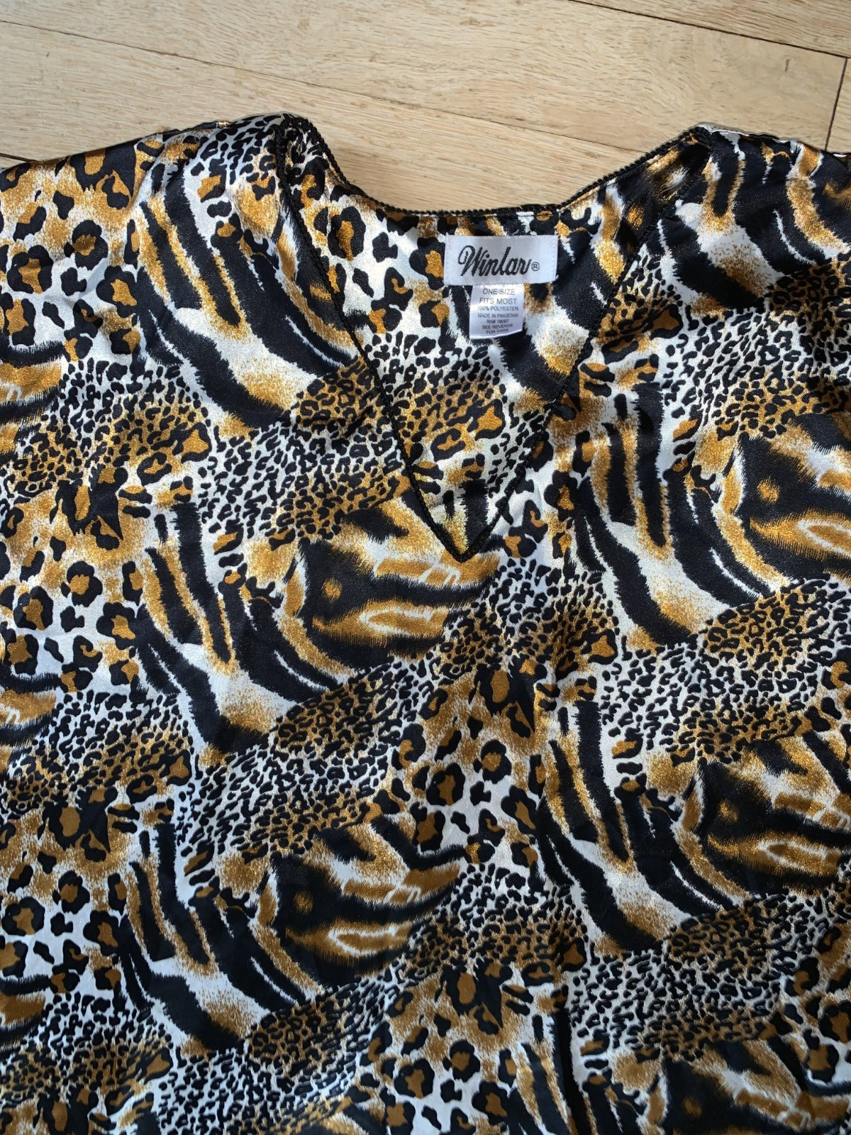 Vintage Winlar Leopard Animal Print Caftan Evening Gown Maxi Lounge Dress OS