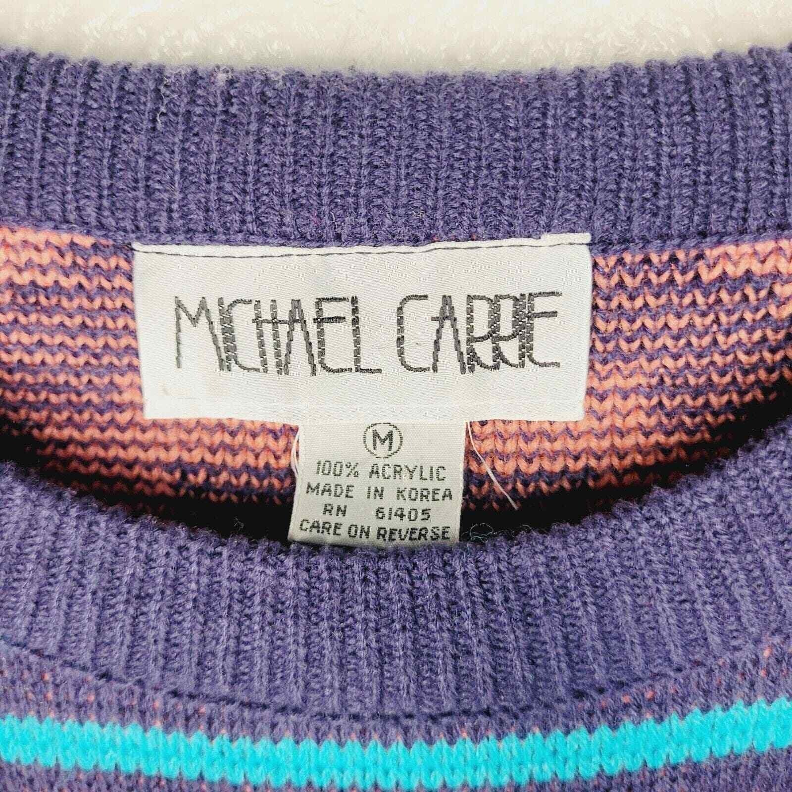 Michael Carrie VTG Retro 80s Eclectic Aztec Knit Oversized Tunic Sweater Sz M