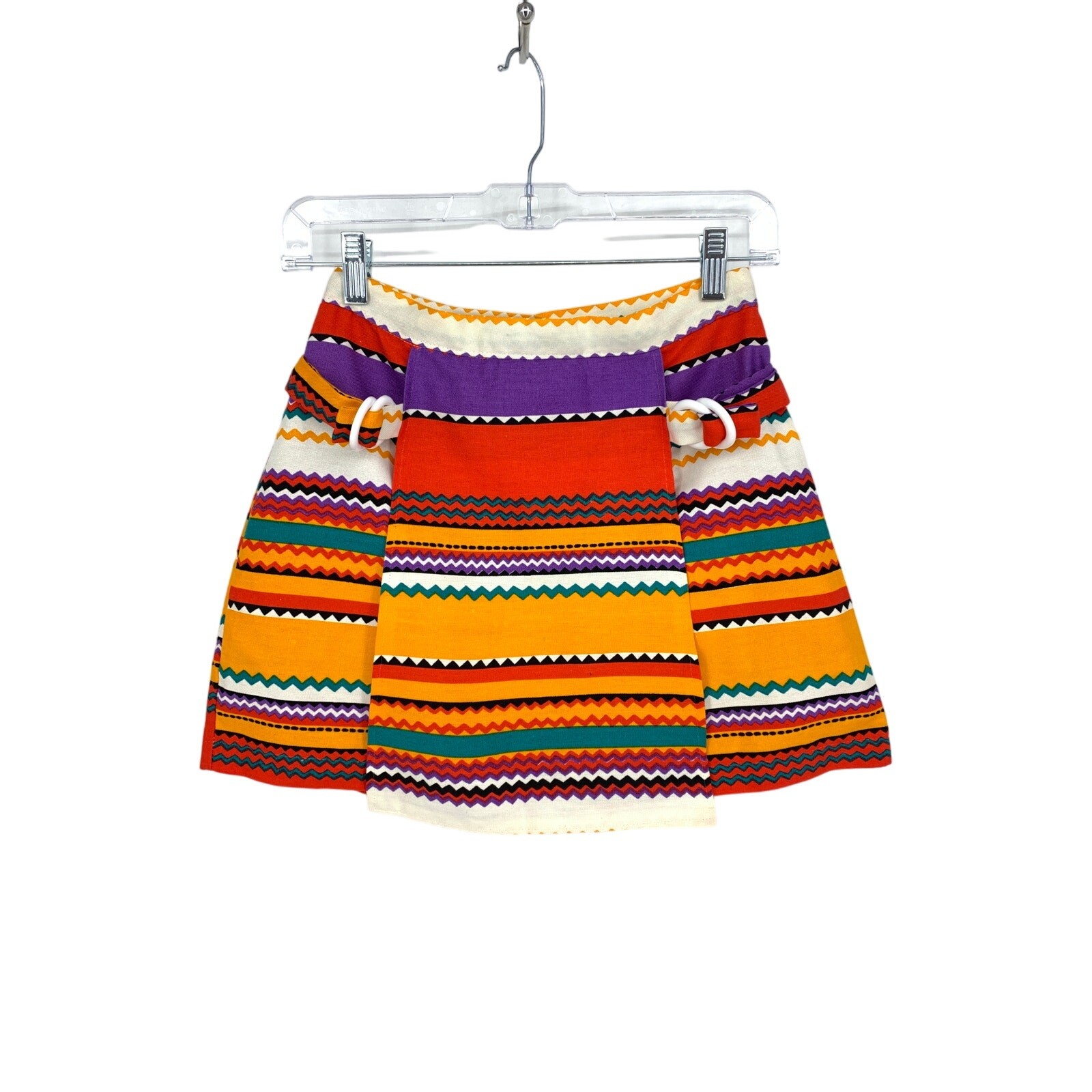 Vintage Primstyle Skort Womens 24&Prime; Waist Multicolor Rainbow Stripe Back Zip