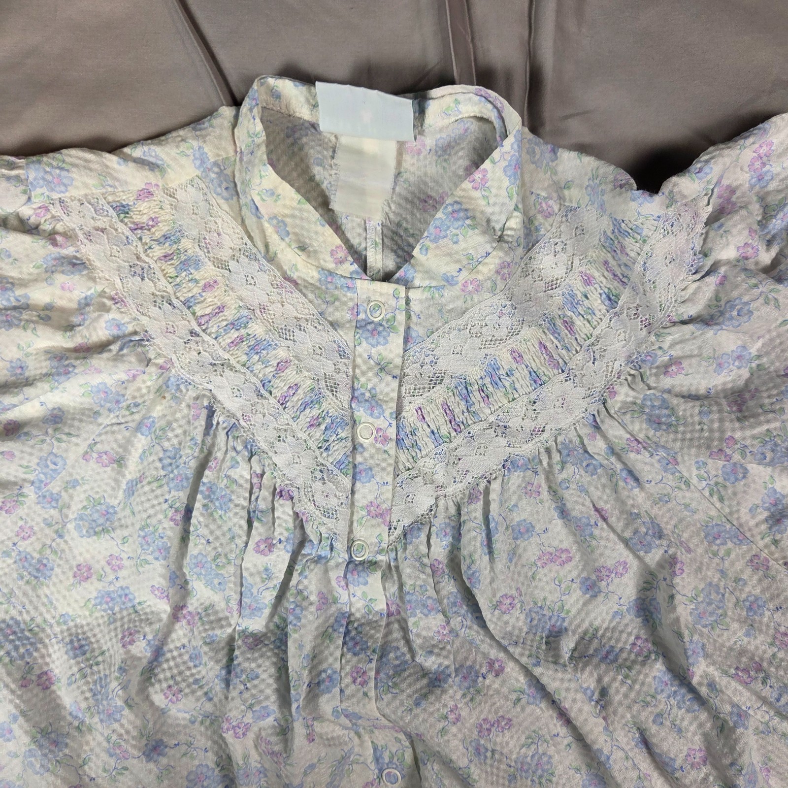 VTG Gilligan & O’Malley Floral Robe Gown Short Sleeve with Pockets & Snaps